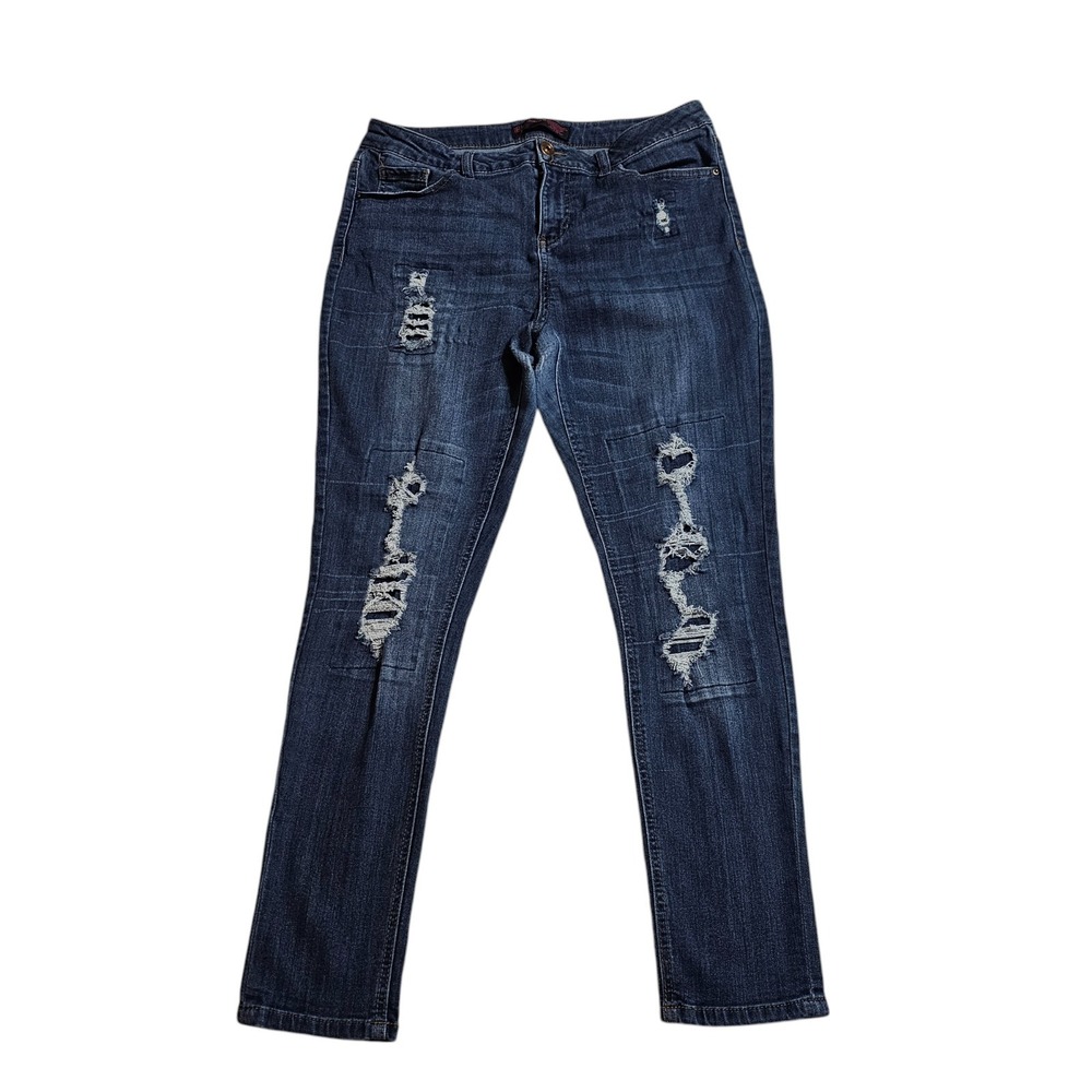 NOBO No Boundaries‎ Distressed Jeans Dark Wash Juniors Size 15 Ripped Denim